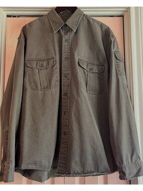 G.H. Bass & Co Olive Green Utility Button‑Up Shirt Men’s Large Workwear Grunge